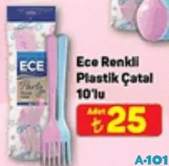 ECE RENKLİ PLASTİK ÇATAL 10'LU